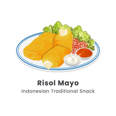 Endonezya 'dan geleneksel Risol Mayo yemeklerinin elle çizilmiş çizimi