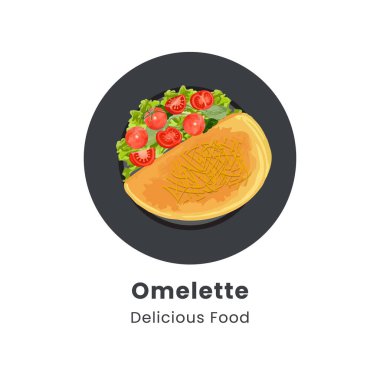 Omlet tabağında el çizimi vektör çizimi