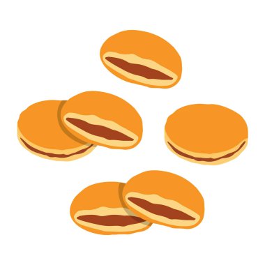 Dorayaki Japon fasulyeli kırmızı fasulye reçelli krep çizimi.