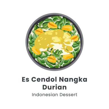 Es cendol dawet geleneksel Endonezya buzlu tatlısının el çizimi tasviri