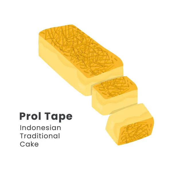 stock vector Hand drawn vector illustration of Prol Tape, a traditional Indonesian cake made from fermented cassava with wheat flour and eggs.