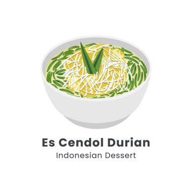 Es cendol dawet geleneksel Endonezya buzlu tatlısının el çizimi tasviri