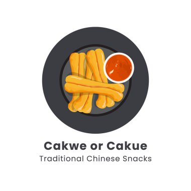 Vector Illustration of Cakwe or Cakue traditional Chinese snacks with savory taste clipart