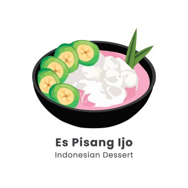 Yeşil Muz Geleneksel Endonezya Tatlısının el çizimi vektör çizimi