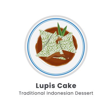 Hand drawn vector illustration of lupis cake or kue lupis traditional indonesian food clipart