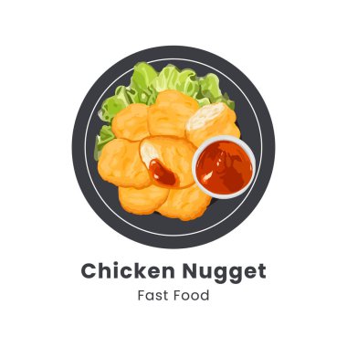 Chicken Nugget 'ın el çizimi vektör çizimi