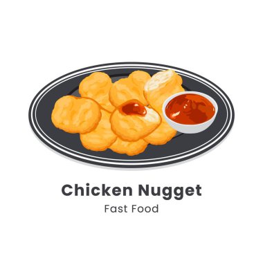 Chicken Nugget 'ın el çizimi vektör çizimi