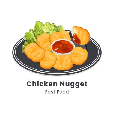 Chicken Nugget 'ın el çizimi vektör çizimi