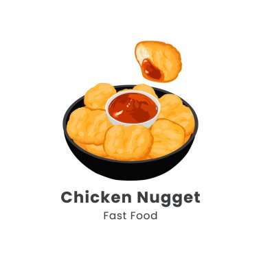 Chicken Nugget 'ın el çizimi vektör çizimi