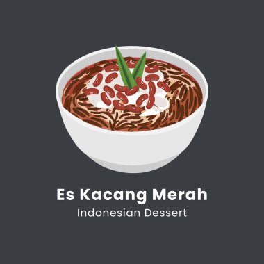 Kırmızı fasülye buzu veya es kacang merah Endonezya tatlısının vektör çizimi