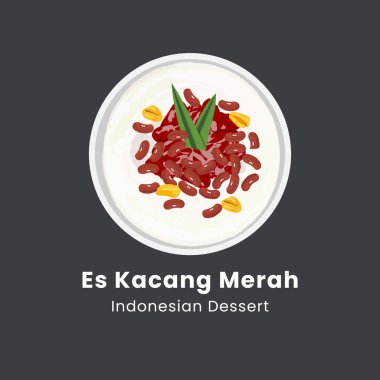 Kırmızı fasülye buzu veya es kacang merah Endonezya tatlısının vektör çizimi
