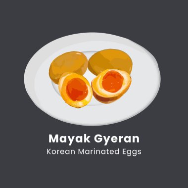 Mayak Gyeran Kore 'nin soya soslu marine edilmiş yumurtalarının vektör çizimi