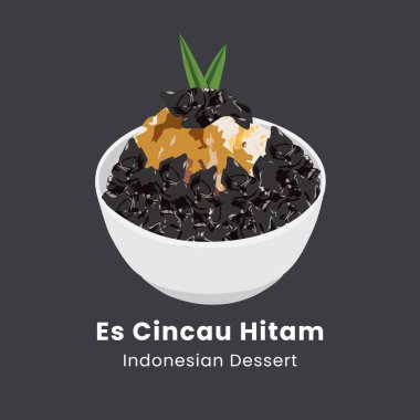Siyah çimen jölesinin vektör çizimi ya da Endonezya Çini Hitam Tatlısı 