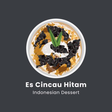 Siyah çimen jölesinin vektör çizimi ya da Endonezya Çini Hitam Tatlısı 