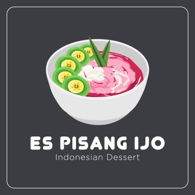 Es Pisang Ijo ya da Endonezya 'nın Beyaz Kasedeki Yeşil Muz Buzu Tatlısı