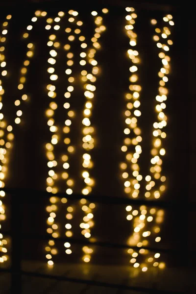 Light Line Blurred Bokeh Background Night Lights Decorated Restaurant Light — Stock Photo, Image