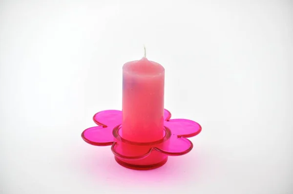 Candle Heart Shape White Background — Stock Photo, Image
