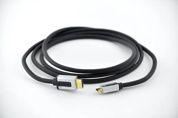 Negro Cargador Inalámbrico Cable Usb Sobre Fondo Blanco —  Fotos de Stock