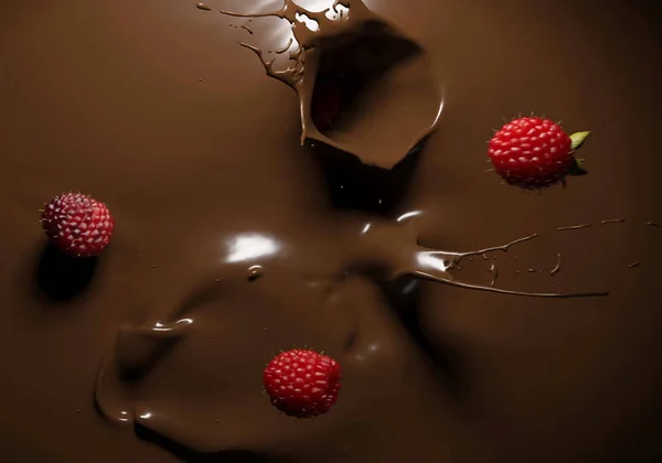 黑色背景的巧克力和草莓 — 图库照片