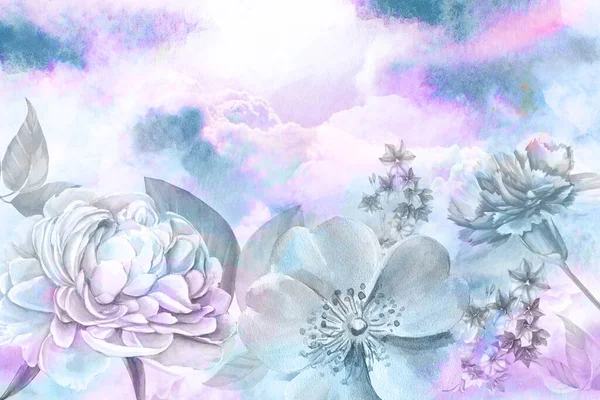 Schöne Abstrakte Hintergrund Mit Blühenden Rosen — Stockfoto