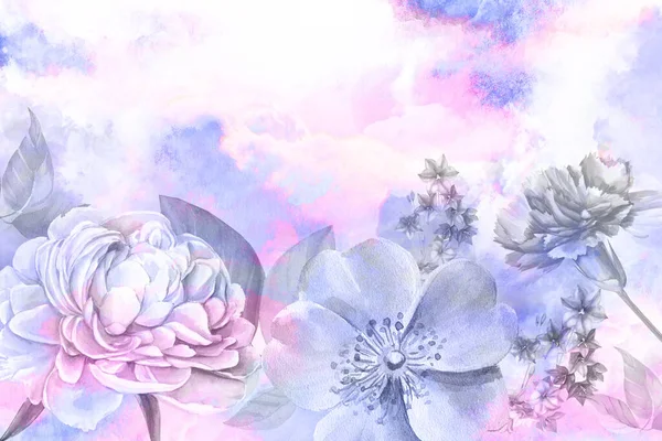 花の水彩画 ロイヤリティフリーのストック画像