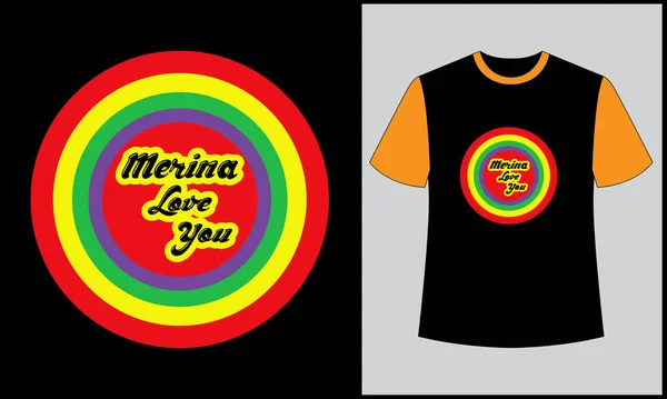 Merina Love You Typography Illustration Rainbow Shirt Design —  Vetores de Stock