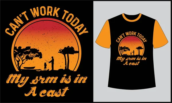 Can Work Today Arm Cast Mens Fishing Illustration Vector Shirt —  Vetores de Stock