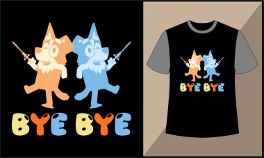 Güle güle buley bingo illüstrasyon çizgi film vektör t-shirt tasarımı