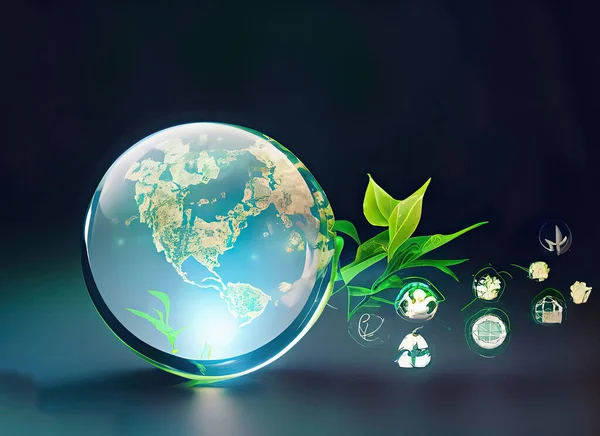 the circular economy icon on nature background in The concept circular economy