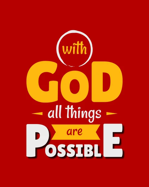 Bibelzitat Design Mit Gott Sind Alle Dinge Möglich Auf Rotem — Stockvektor