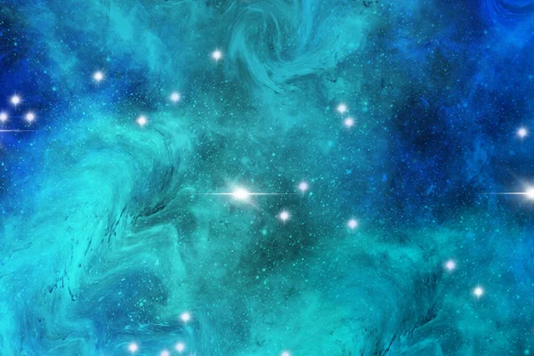 Gezegen ve galaksinin yıldızları serbest uzayda. Bu görüntünün elementleri NASA tarafından desteklenmektedir.