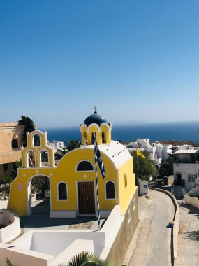 view of the greek orthodox church on the island of santorini