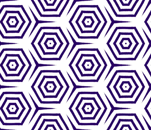 条纹手绘图案 紫色对称万花筒背景 纺织现成无瑕的印花 泳衣面料 包装材料 重复条纹手绘瓷砖 — 图库照片