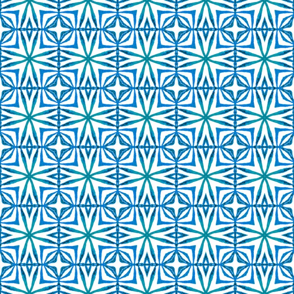 Aquarell Medaillon Nahtlose Bordüre Blaues Fabelhaftes Boho Chic Sommerdesign Textilfertiger — Stockfoto