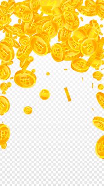 Kore bozuk paraları düştü. Dağınık altın Won paraları. Kore parası. Büyük iş başarısı konsepti. Vektör illüstrasyonu.