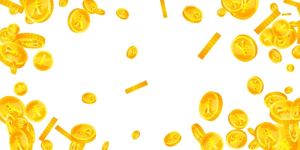Chinese Yuan Coins Falling Scattered Gold Cny Coins China Money — стоковий вектор