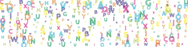 Spadające Litery Języka Angielskiego Jasne Ręcznie Rysowane Latające Słowa Alfabetu — Wektor stockowy
