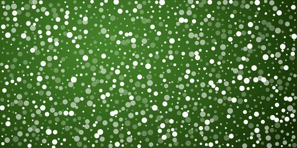神奇的降雪圣诞节背景 淡淡的飘扬的雪花和圣诞绿色背景上的星星 神奇的降雪度假风景 广泛的病媒说明 — 图库矢量图片