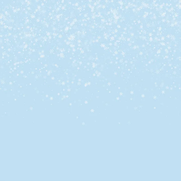 Vallende Sneeuwvlokken Kerst Achtergrond Subtiele Vliegende Sneeuwvlokken Sterren Lichtblauwe Winterachtergrond — Stockvector
