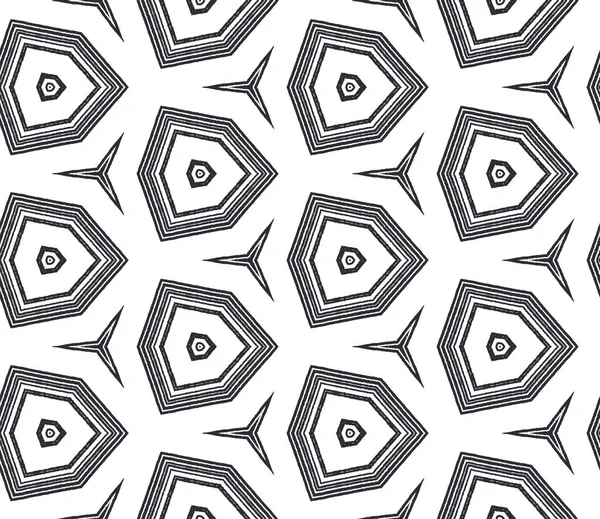 Csempézett Akvarell Minta Fekete Szimmetrikus Kaleidoszkóp Háttér Kézzel Festett Csempe — Stock Fotó