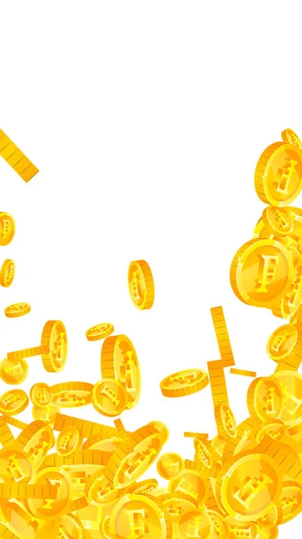 Монеты Швейцарского Франка Падают Золотые Разбросаны Chf Монеты Швейцарские Деньги — стоковый вектор