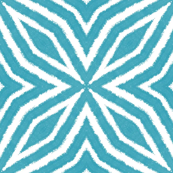 Wzór Bez Szwu Mozaiki Turkusowe Symetryczne Tło Kalejdoskopu Tekstylia Gotowe — Zdjęcie stockowe