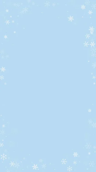 Снегопад Накладывает Рождественский Фон Тонкие Летящие Снежинки Звезды Голубом Фоне — стоковый вектор