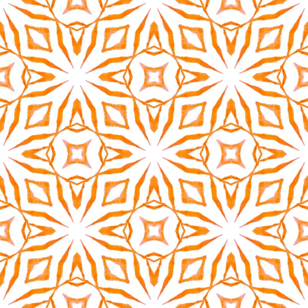 テキスタイル準備ができて人気の印刷 水着生地 オレンジ面白いBohoシックな夏のデザイン 夏のエキゾチックなシームレスな国境 エキゾチックなシームレスなパターン — ストック写真