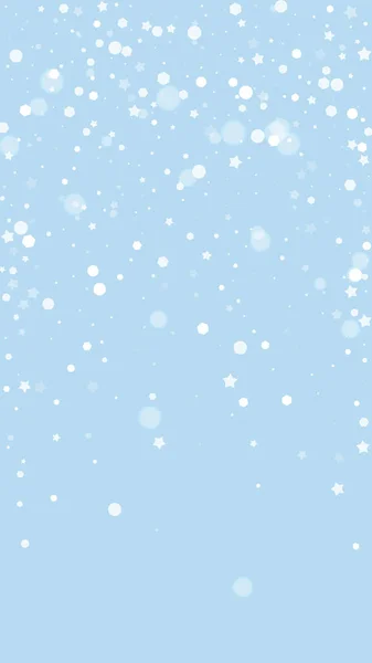 Fundo Natal Nevado Flocos Neve Voadores Sutis Estrelas Fundo Azul —  Vetores de Stock