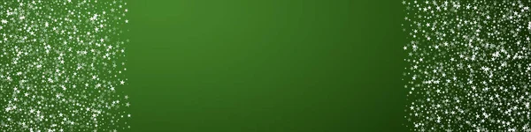 Снежный Рождественский Фон Тонкие Летающие Снежинки Звезды Рождественском Зеленом Фоне — стоковый вектор