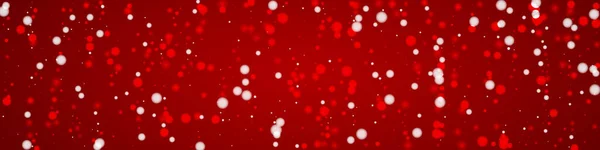 Zasněžené Vánoční Pozadí Jemné Létající Sněhové Vločky Hvězdy Vánoční Červené — Stockový vektor
