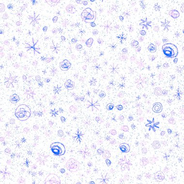 El yapımı kar taneleri, Noel 'de kusursuz desen. Tebeşirle kar tanelerinin üzerinde uçan kar taneleri. Tebeşirle çizilmiş kar örtüsü. Güzel tatil sezonu dekorasyonu..