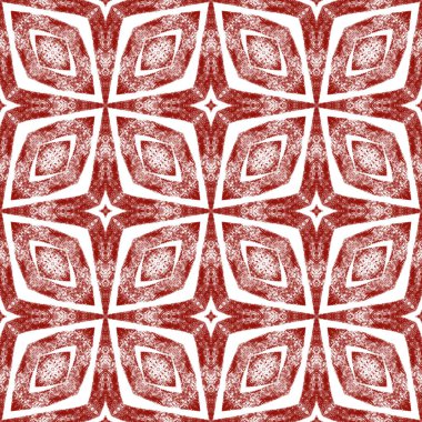 Mozaik kusursuz desen. Şarap kırmızısı simetrik kaleydoskop arka planı. Tekstil hazır kaliteli baskı, mayo kumaş, duvar kağıdı, ambalaj. Retro mozaik pürüzsüz tasarım.