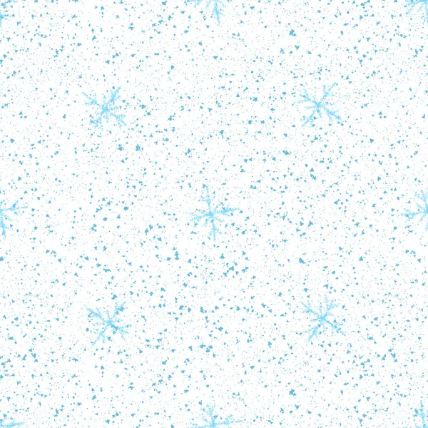 手描き雪片クリスマスシームレスパターン チョークの雪の上に微弱な飛行雪のフレーク背景 驚くべきチョーク手書きの雪のオーバーレイ 特別な休日の季節の装飾 — ストック写真